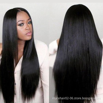 Royce Hair full lace wig vendor, Wholesale Semi half  wig 100% Brazilian Silky Straight Human Hair HD Full Lace Front Wig